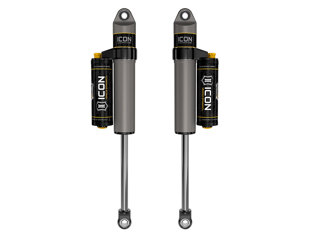 ICON 2009-2025 Ford F-150/2004-2008 Ford F-150 4WD, 0-1" Lift, Rear, V.S. 2.5 Aluminum Series Shock Absorbers, Piggyback Reservoir w/ CDCV, Pair
