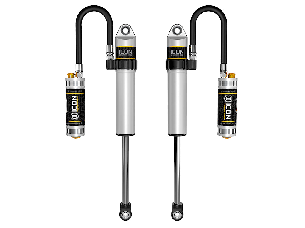 ICON 2005-2023 Toyota Tacoma/2003-2024 4Runner/2007-2014 FJ Cruiser/2003-2009 Lexus GX470, Front, V.S. 2.5 Aluminum Series Shock Absorbers, S2 Secondary Shocks, Remote Reservoir w/ CDCV, Pair