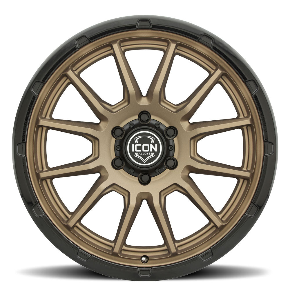 ICON Alloys Cajon, Satin Bronze w/ Gloss Black Lip, 20 x 9 / 5 x 5, -12mm Offset, 4.5" BS