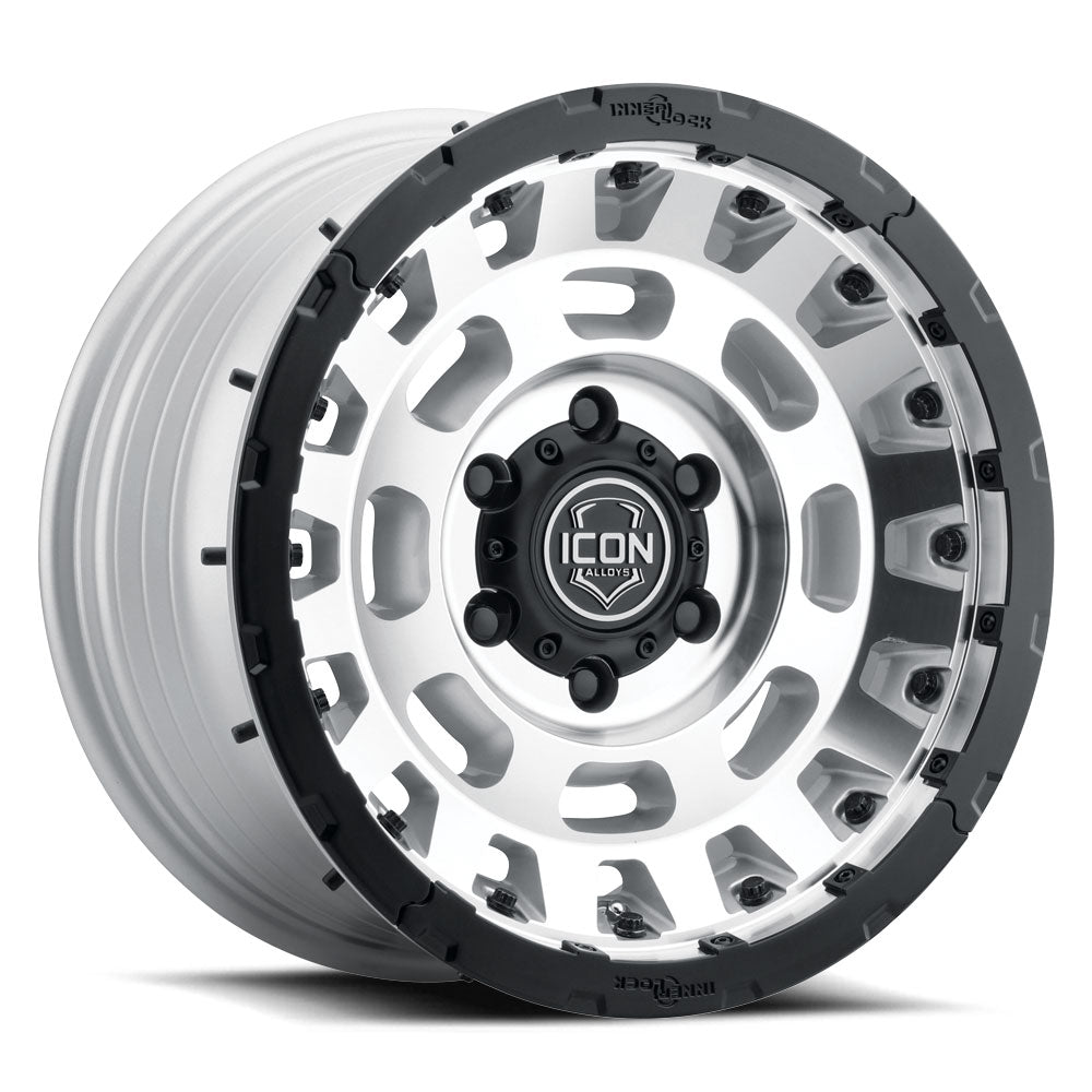 ICON Alloys Hammer Pro, Silver Machined, 17 x 8.5 / 6 x 5.5, 0mm Offset, 4.75" BS
