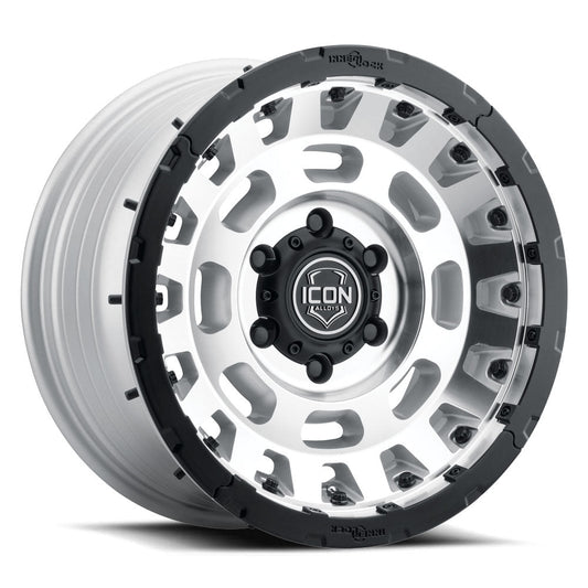 ICON Alloys Hammer Pro, Silver Machined, 17 x 8.5 / 6 x 5.5, 25mm Offset, 5.75" BS
