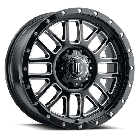 ICON Alloys Alpha, Gloss Black, Milled Windows, 20x9 / 8x6.5, 19mm OS, 5.75" BS