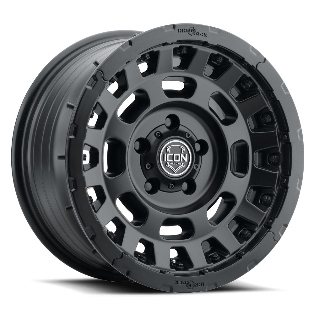 ICON Alloys Hammer Pro, Satin Black, 17 x 8.5 / 6 x 5.5, 0mm Offset, 4.75" BS