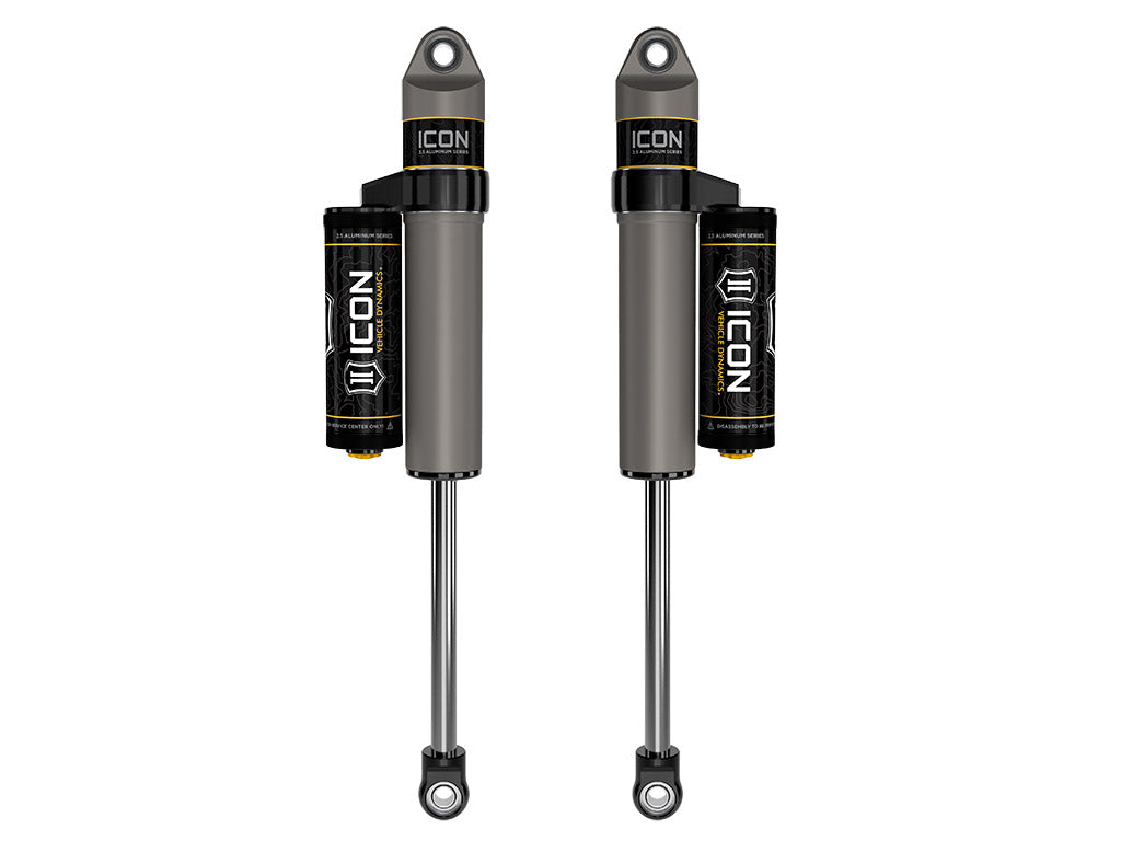 ICON 2009-2025 Ford F-150/2004-2008 Ford F-150 4WD, 0-1" Lift, Rear, V.S. 2.5 Aluminum Series Shock Absorbers, Piggyback Reservoir, Pair