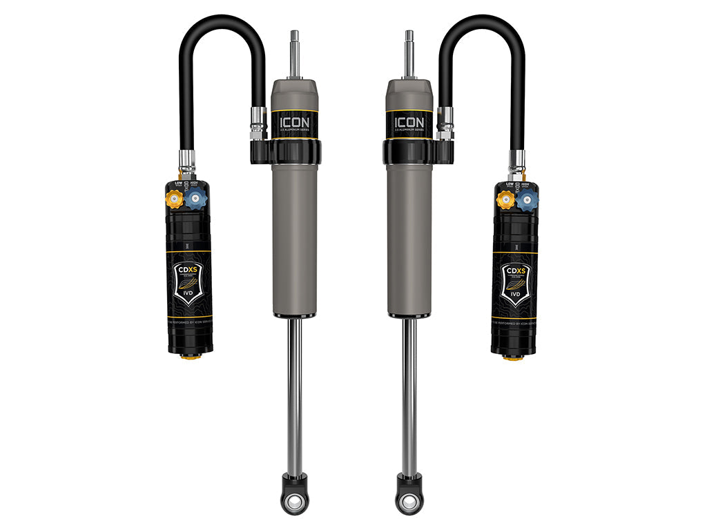 ICON 2024-2026 Toyota Tacoma, 0-1” Lift, Rear, V.S. 2.5 Aluminum Series Shock Absorbers, Remote Reservoir w/ CDXS, Pair