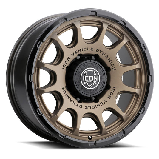 ICON Alloys Rancho, Satin Bronze w/ Gloss Black Lip, 20 x 9 / 8 x 6.5, 12mm Offset, 5.5" BS