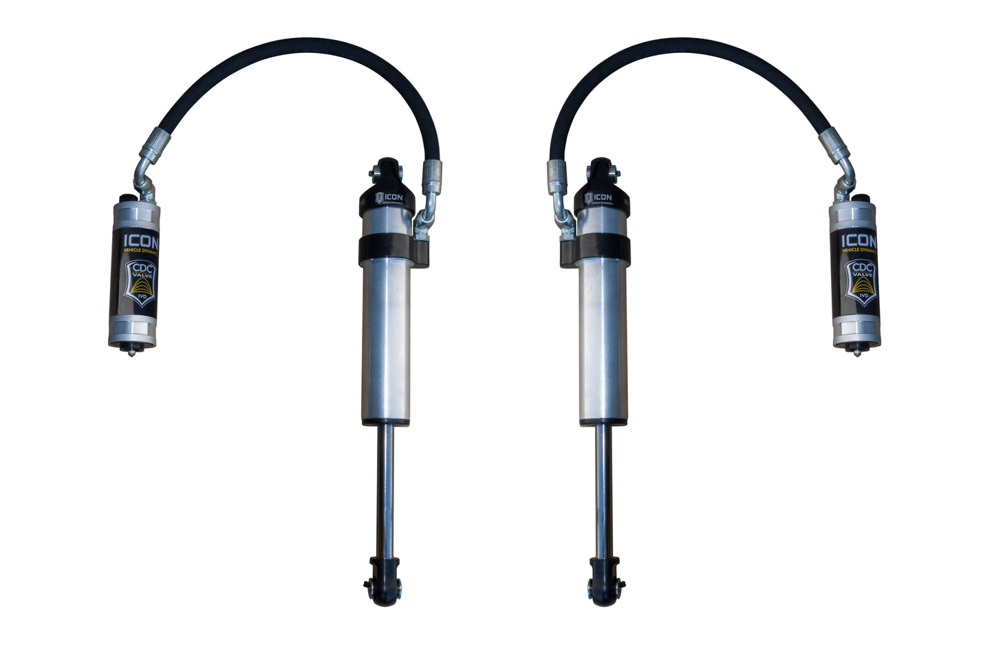 ICON 2003-2024 Toyota 4Runner/2005-2023 Toyota Tacoma/2007-2014 Toyota FJ Cruiser, Front, V.S. 2.5 Aluminum Series Shock Absorbers, Stock Width Secondary Shocks, Remote Reservoir w/ CDCV, Pair