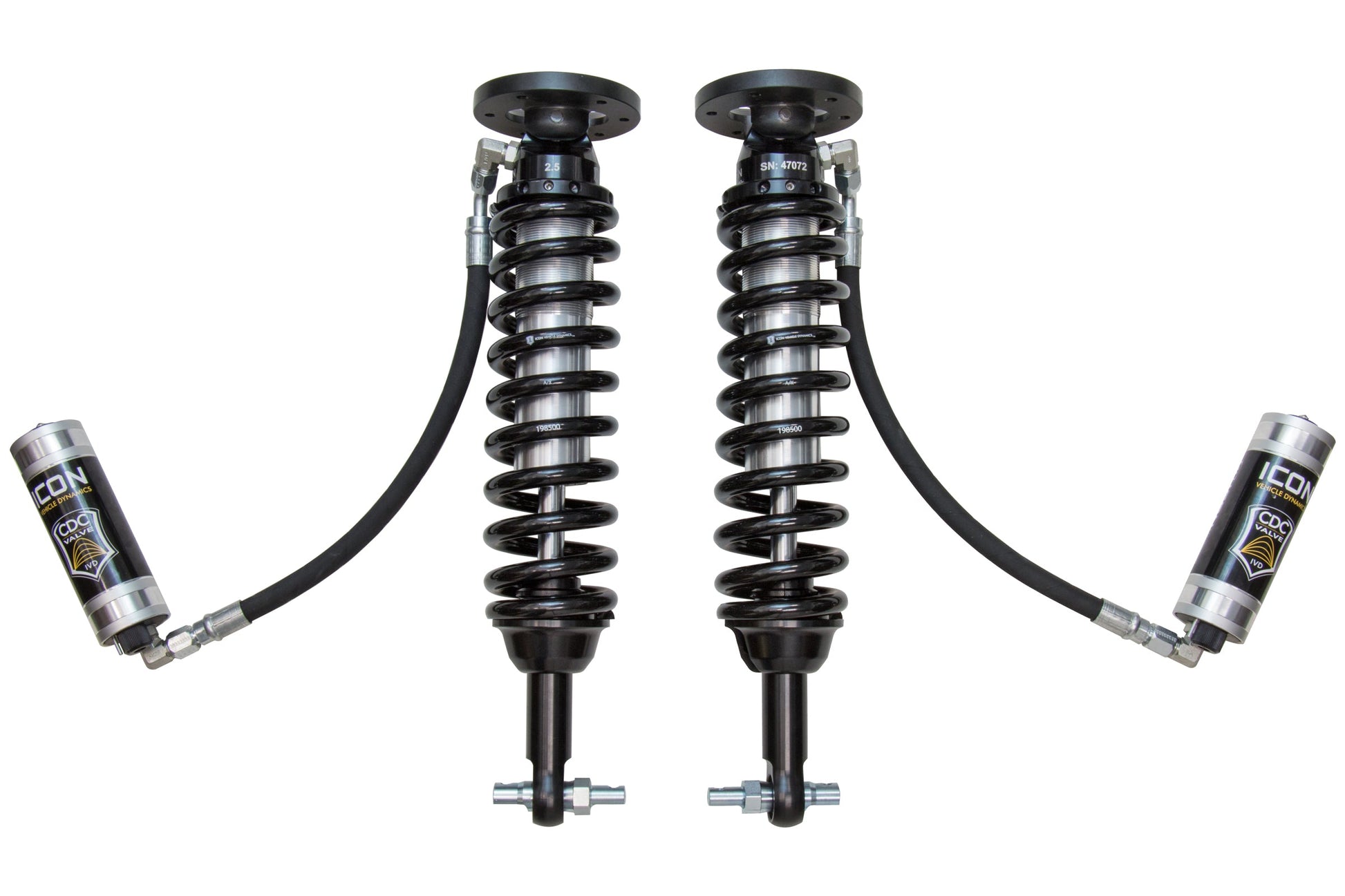 ICON 2014 Ford F-150 4WD, 1.75-2.63” Lift, Front, V.S. 2.5 Series Coilover Kit, Remote Reservoir w/ CDCV