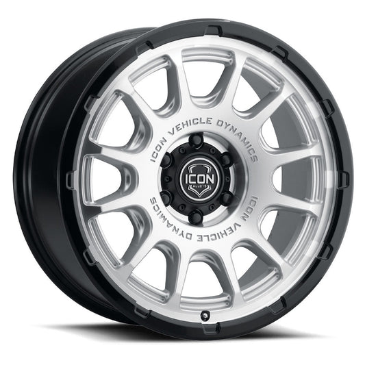 ICON Alloys Rancho, Silver Machined w/ Gloss Black Lip, 20 x 9 / 6 x 5.5, 0mm Offset, 5" BS