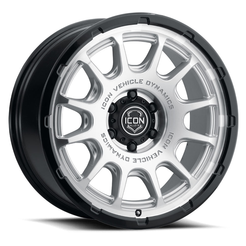 ICON Alloys Rancho, Silver Machined w/ Gloss Black Lip, 20 x 9 / 6 x 5.5, 16mm Offset, 5.625" BS