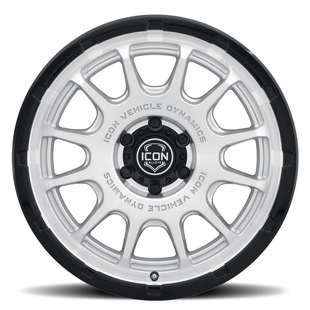 ICON Alloys Rancho, Silver Machined w/ Gloss Black Lip, 20 x 9 / 6 x 135, 16mm Offset, 5.625" BS