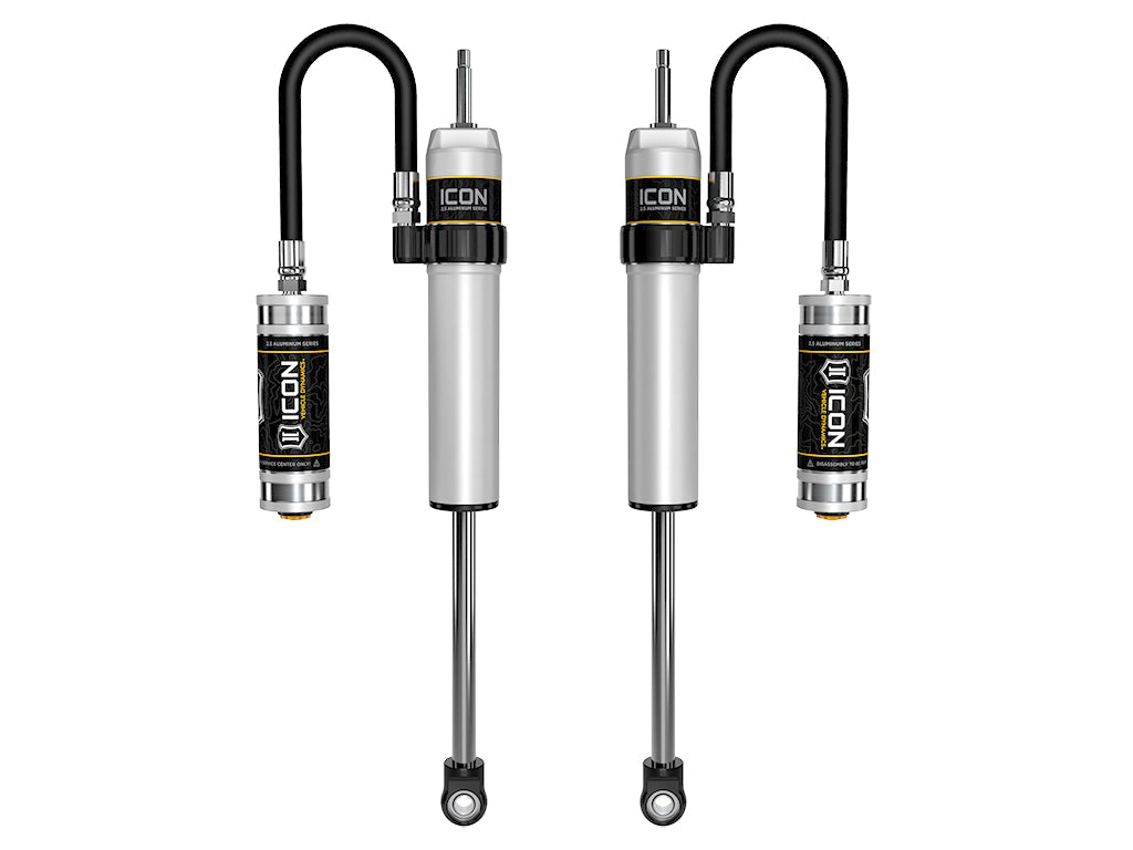 ICON 2005-2023 Toyota Tacoma, 2-4” Lift, Rear, V.S. 2.5 Aluminum Series Shock Absorbers, Remote Reservoir, Pair
