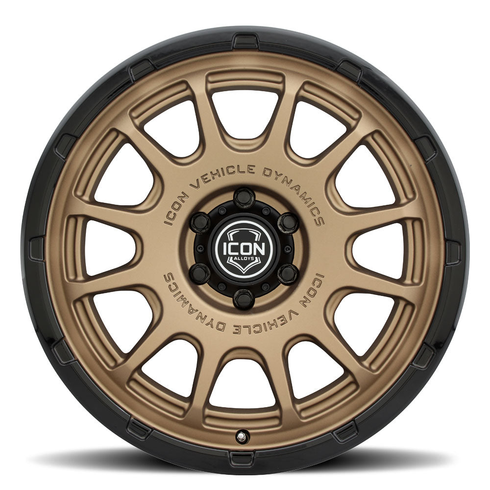 ICON Alloys Rancho, Satin Bronze w/ Gloss Black Lip, 20 x 9 / 6 x 5.5, 0mm Offset, 5" BS