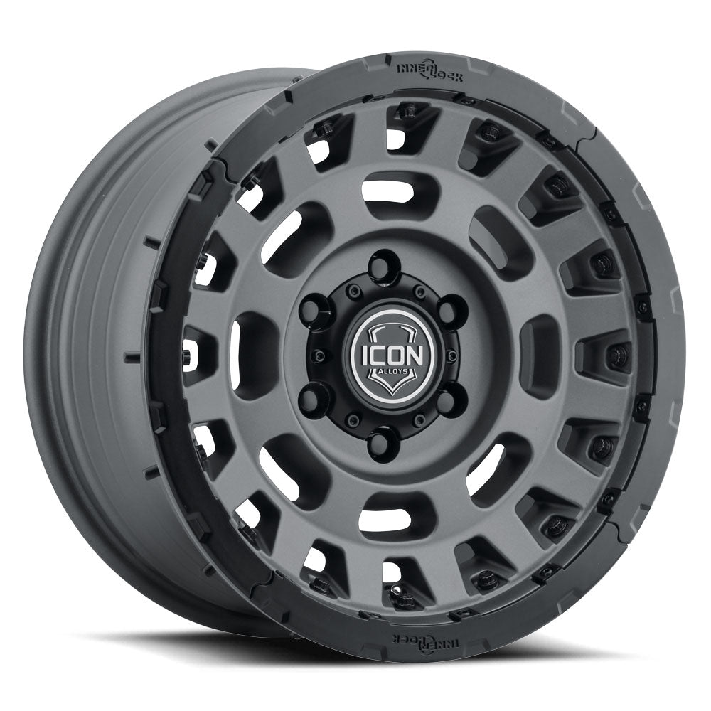 ICON Alloys Hammer Pro, Charcoal, 17 x 8.5 / 6 x 5.5, 0mm Offset, 4.75" BS