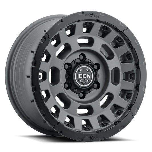 ICON Alloys Hammer Pro, Charcoal, 17 x 8.5 / 6 x 5.5, 0mm Offset, 4.75" BS