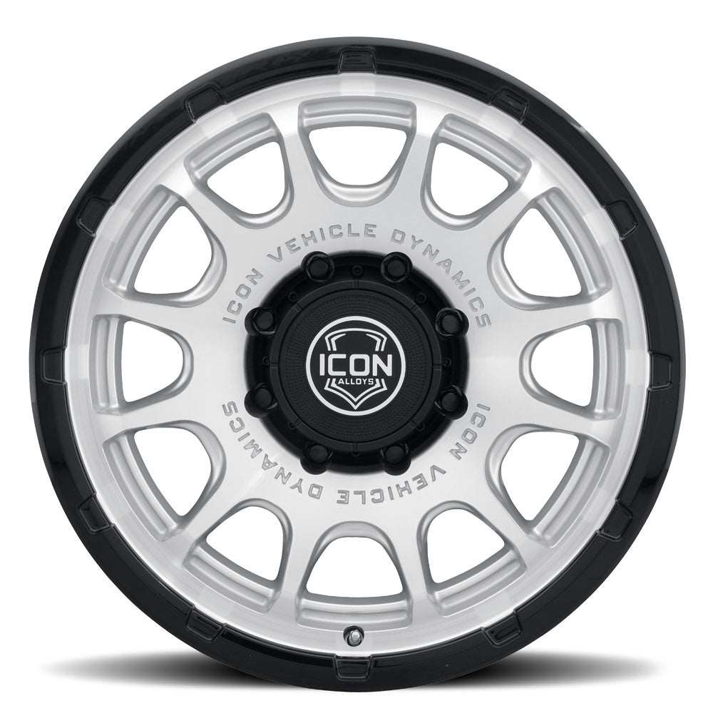 ICON Alloys Rancho, Silver Machined w/ Gloss Black Lip, 20 x 9 / 8 x 180, 12mm Offset, 5.5" BS