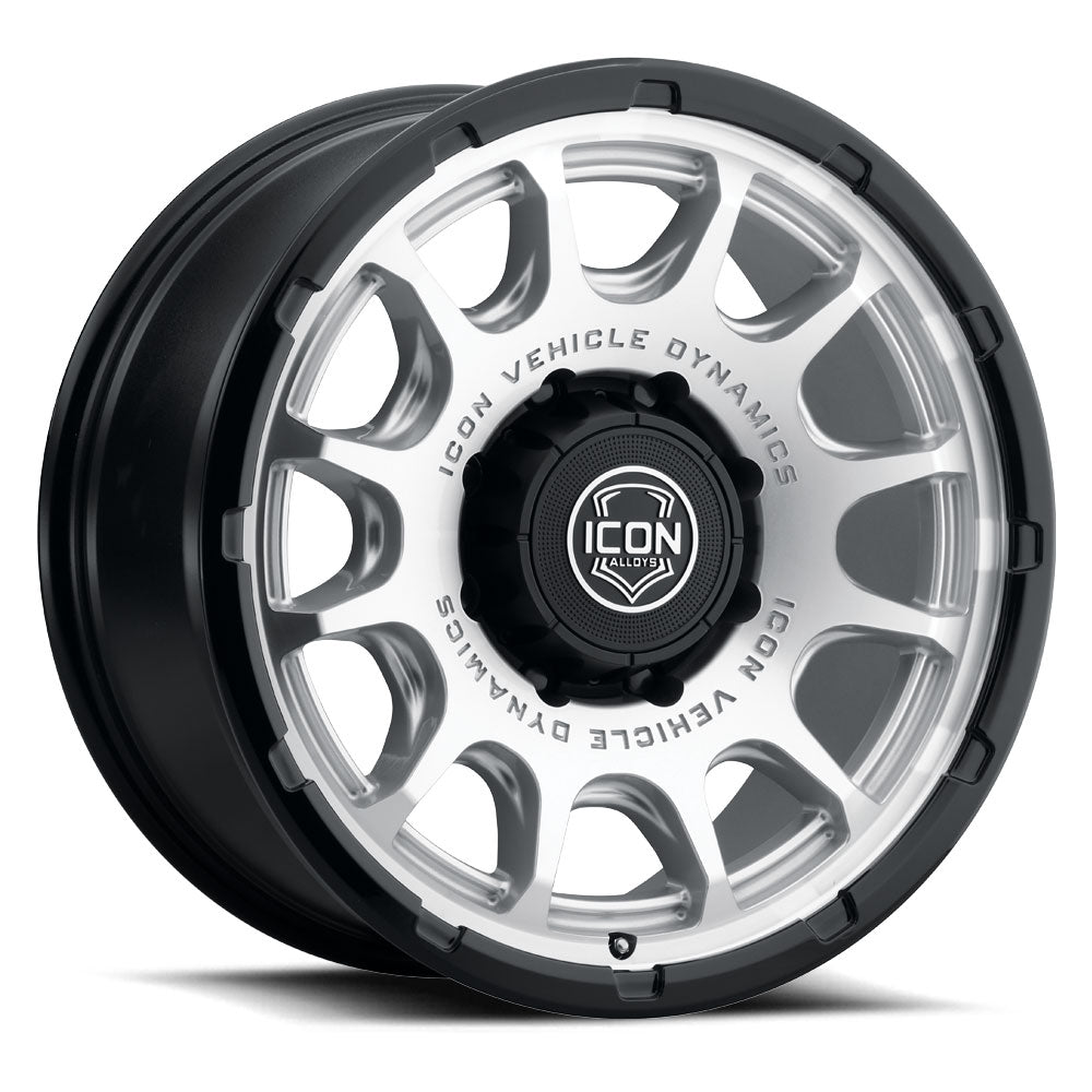 ICON Alloys Rancho, Silver Machined w/ Gloss Black Lip, 20 x 9 / 8 x 180, 12mm Offset, 5.5" BS