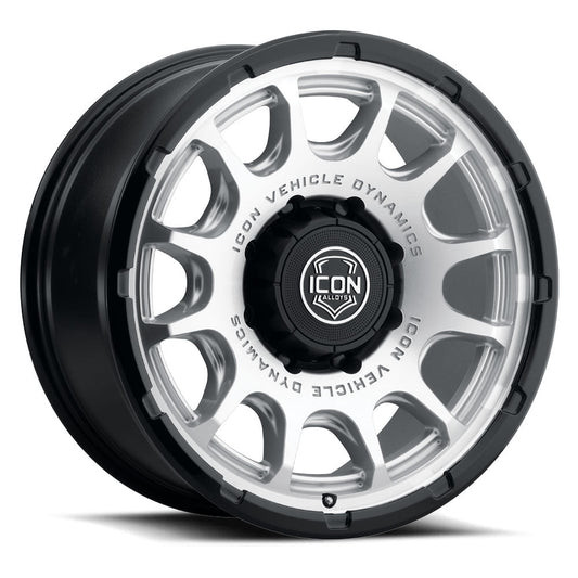 ICON Alloys Rancho, Silver Machined w/ Gloss Black Lip, 20 x 9 / 8 x 6.5, 12mm Offset, 5.5" BS