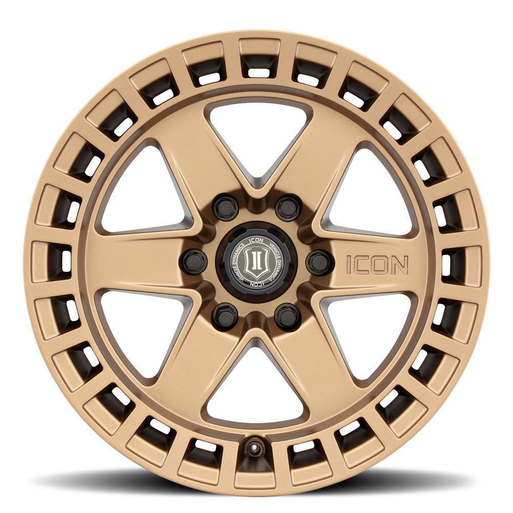 ICON Alloys Raider, Satin Brass, 17 x 8.5 / 6 x 120, 0mm Offset, 4.75" BS