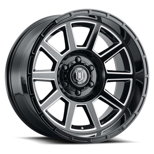 ICON Alloys Recoil, Gloss Black w/Milled Windows, 20 x 10 / 5 x 150, -24mm Offset, 4.5" BS